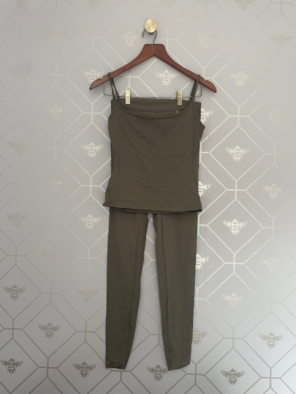 Women's Olive Green Tank Top & Legging Set